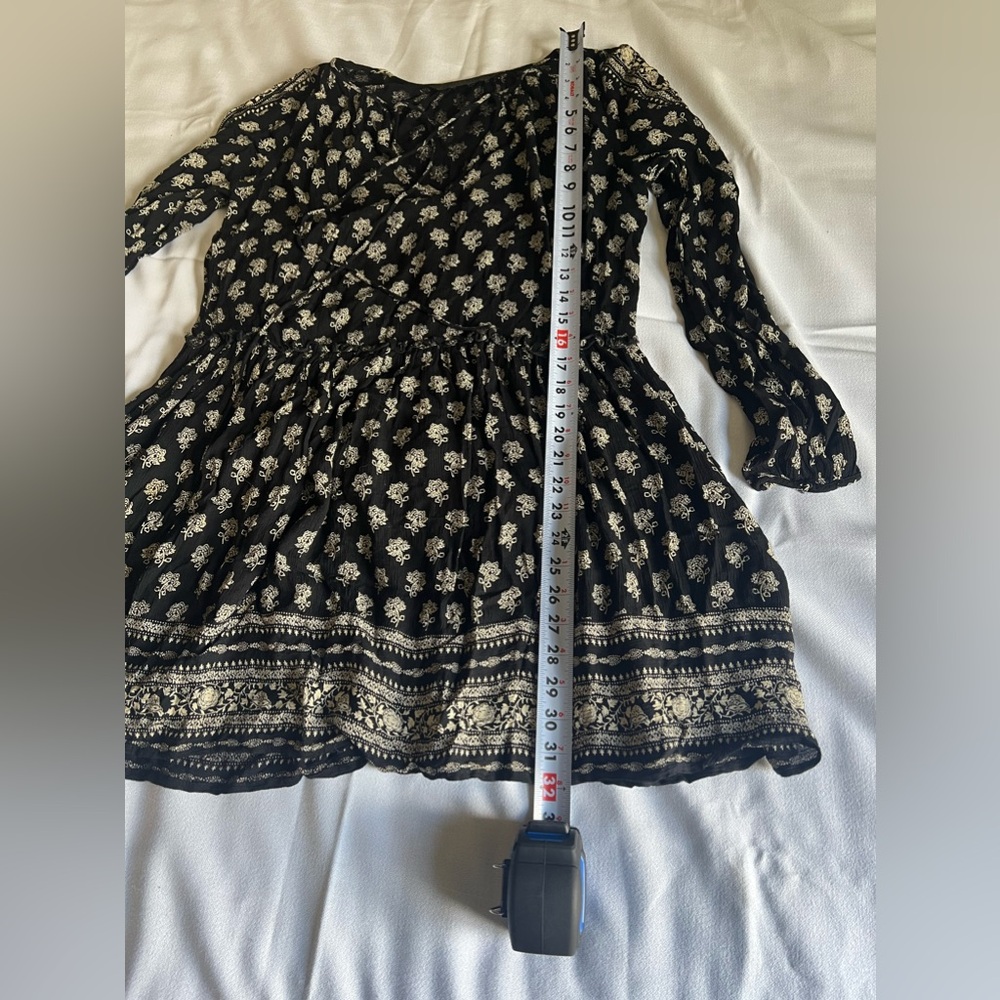 Zara Black Ling Sleeve light long sleeve shirt mini dress size Large - Picture 11 of 12